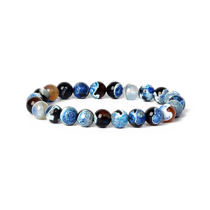 Original Stripe Agates Beads Bracelet Natural Stone Chakra Bead Bangles