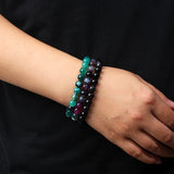 Original Stripe Agates Beads Bracelet Natural Stone Chakra Bead Bangles