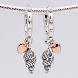 Summer Heart & Conch Shell Hoop Earring 925 Silver Sea Earring