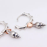 Summer Heart & Conch Shell Hoop Earring 925 Silver Sea Earring
