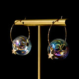 Sweet Soap Bubble Star Hoop Earrings Women's Jewelry