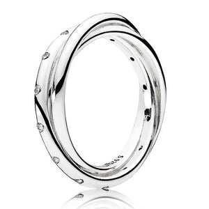 925 Silver Swirling Symmetry Crystal Rings for Women