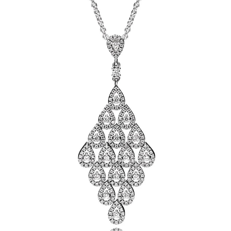 Crystal Teardrop Necklace for 925 Sterling Silver Charm Bracelet