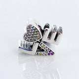Colorful Love Crystal Bead Charm for Bracelet DIY Jewelry