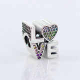 Colorful Love Crystal Bead Charm for Bracelet DIY Jewelry