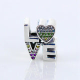 Colorful Love Crystal Bead Charm for Bracelet DIY Jewelry