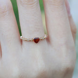 Tibetan Silver Ruby Heart Ring for Women