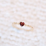 Tibetan Silver Ruby Heart Ring for Women