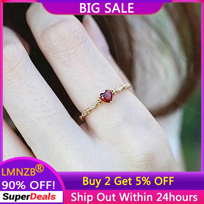 Tibetan Silver Ruby Heart Ring for Women