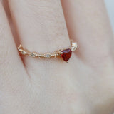 Tibetan Silver Ruby Heart Ring for Women