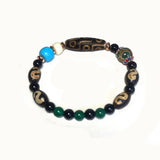 Tibetan FengShui Agate Bracelet 9eyes DZI Green Tortoise Shell Money Hook