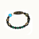 Tibetan FengShui Agate Bracelet 9eyes DZI Green Tortoise Shell Money Hook