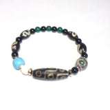 Tibetan FengShui Agate Bracelet 9eyes DZI Green Tortoise Shell Money Hook