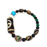 Tibetan Agate Bracelet 6 Eyes DZI 10mm Tortoise Shell 2 Eyes