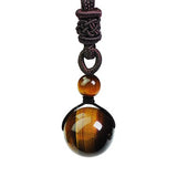 Tiger Eye Bead Pendant Necklace Hand Carved Jade Jewelry