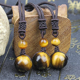 Tiger Eye Bead Pendant Necklace Hand Carved Jade Jewelry