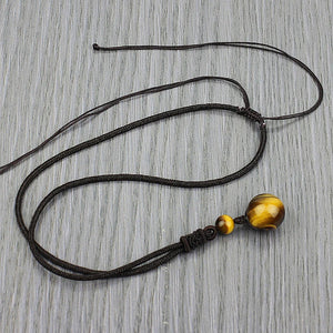 Tiger Eye Bead Pendant Necklace Hand Carved Jade Jewelry