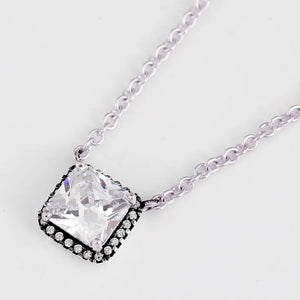 Square-cut Crystal Necklace for 925 Sterling Silver Bead Charm Bracelet