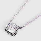 Square-cut Crystal Necklace for 925 Sterling Silver Bead Charm Bracelet