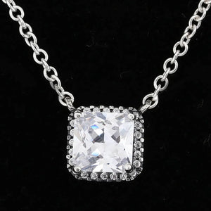 Square-cut Crystal Necklace for 925 Sterling Silver Bead Charm Bracelet