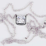 Square-cut Crystal Necklace for 925 Sterling Silver Bead Charm Bracelet