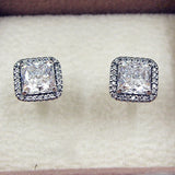 Zirconia Studs Earrings 925 Sterling Silver Wedding Gift
