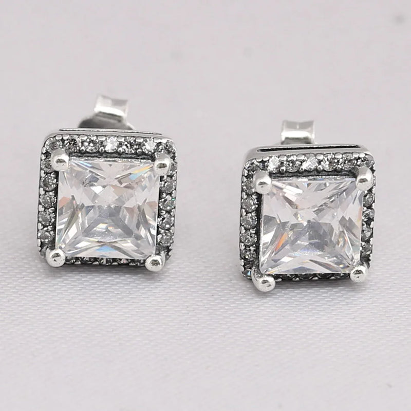Zirconia Studs Earrings 925 Sterling Silver Wedding Gift