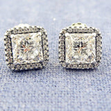 Zirconia Studs Earrings 925 Sterling Silver Wedding Gift