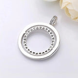 Two Circles Spinning Hearts Necklace Pendant 925 Sterling Silver Charm