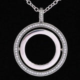 Two Circles Spinning Hearts Necklace Pendant 925 Sterling Silver Charm