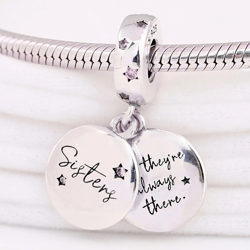 Sisters Crystal Pendant 925 Silver Charm Bead