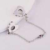Bright Hearts Safety Chain Bead, 925 Sterling Silver Charm Bracelet DIY