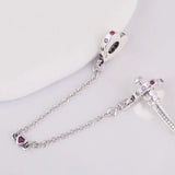 Bright Hearts Safety Chain Bead, 925 Sterling Silver Charm Bracelet DIY