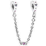 Bright Hearts Safety Chain Bead, 925 Sterling Silver Charm Bracelet DIY