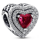 Two-tone F? Red Envelope Heart Mahjong Triple Bead Charm Bracelet