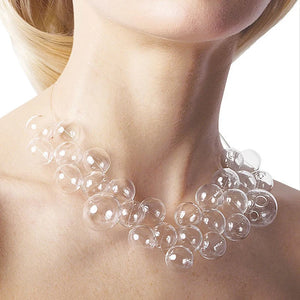 Hollow Long Glass Bubble Hoop Earrings For Women