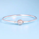 Vintage Daisy Flower Clasp Snake Chain Bangle 925 Sterling Silver Charm Bracelet