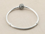 Vintage Daisy Flower Clasp Snake Chain Bracelet 925 Sterling Silver Charm Bangle