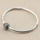 Vintage Daisy Flower Clasp Snake Chain Bracelet 925 Sterling Silver Charm Bangle