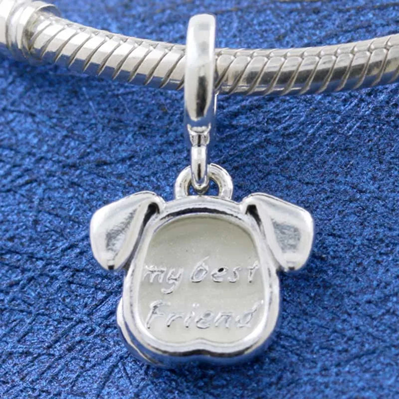 Enamel Pet Dog Pendant Beads for 925 Silver Charm Bracelet DIY
