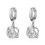 Hollow Flower Drop Earrings 925 Sterling Silver Jewelry