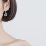 Hollow Flower Drop Earrings 925 Sterling Silver Jewelry