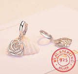 Hollow Flower Drop Earrings 925 Sterling Silver Jewelry