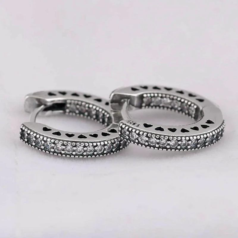 Small Hearts Crystal 925 Silver Earrings Wedding Gift