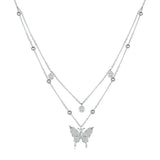 Sweet Temperament Butterfly Necklace S925 Silver Plated Platinum Collar Chain