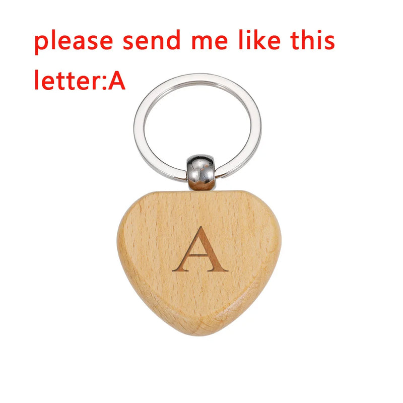 Personalized Wooden Letter Keychain - Family Gift - Engraved Wood Keyring