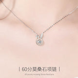Zodiac Rabbit Moissanite Diamond Sterling Silvers S925 Necklace Female Pendant