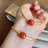 Chinese Red Tourmaline Bracelet, Retro Bohemian Jewelry