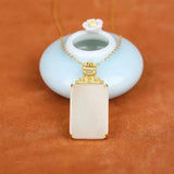 Rectangular Hetian Jade Pendant Necklace for Women