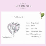 925 Sterling Silver Heart Beads Zircon Charms for Women